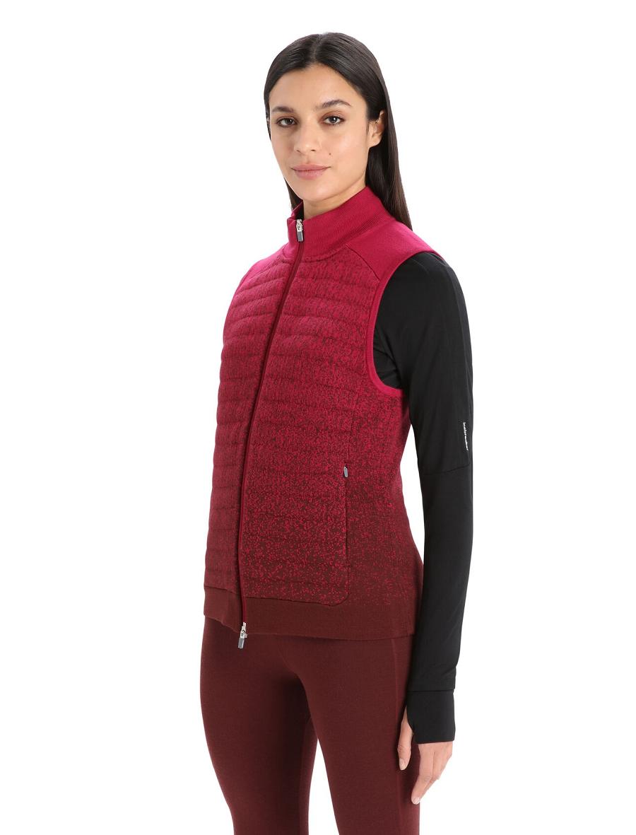 Vestes Icebreaker ZoneKnit™ Merino Insulated Vest Into the Deep Femme Rose | FR 1657VRWD